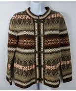 Susan Bristol Wool Long Sleeve Cardigan Sweater Nordic Metal Clasp Women... - £47.46 GBP