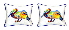 Pair of Betsy Drake Gertrude Pelican Small Pillows 11 Inch X 14 Inch - £54.75 GBP