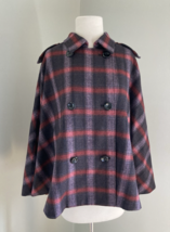NEW TAGS Plaid Wool-Blend Military British Nanny Cape Coat  dbl breasted... - $812.17 MXN