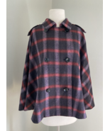 NEW TAGS Plaid Wool-Blend Military British Nanny Cape Coat  dbl breasted... - $44.55