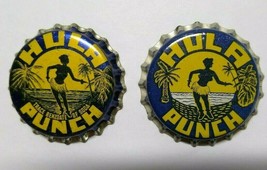 Tiki Hula Girl Vintage Bottle Caps Set of 2 Different Punch Soda Hawaiian Hawaii - £10.11 GBP