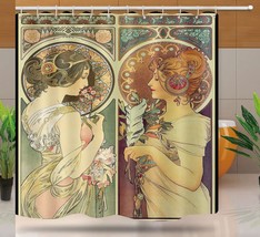 Art Nouveau Lady Shower Curtain 72x72 Polyester Fabric - $62.36
