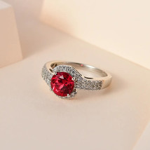 Lab-Padparadscha Sapphire Real White Zircon Ring - 925 Sterling Silver SZ 5 NEW - £30.53 GBP