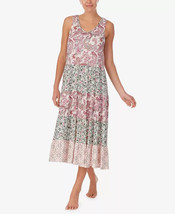 NWT ELLEN TRACY Women&#39;s Printed Tiered Midi Lounge Gown, Soft Bra Inside XL - $24.72