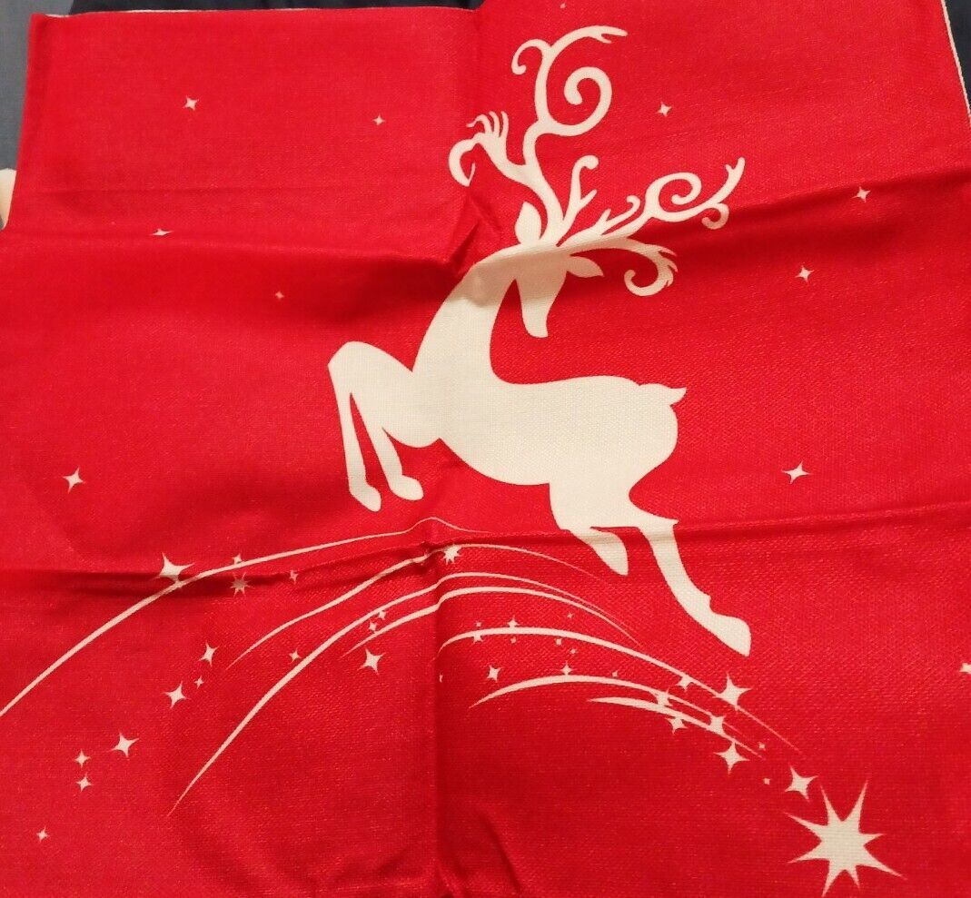 CaliTime Christmas reindeer 18x18 Throw Pillow Covers red set 2 NEW in package - $7.91