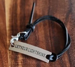 Inspirational Bracelet ~ Let Your Light Shine ~ Adjustable ~ Black Laces - £11.95 GBP