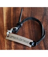 Inspirational Bracelet ~ LET YOUR LIGHT SHINE ~ Adjustable ~ Black Laces - $284.83 MXN