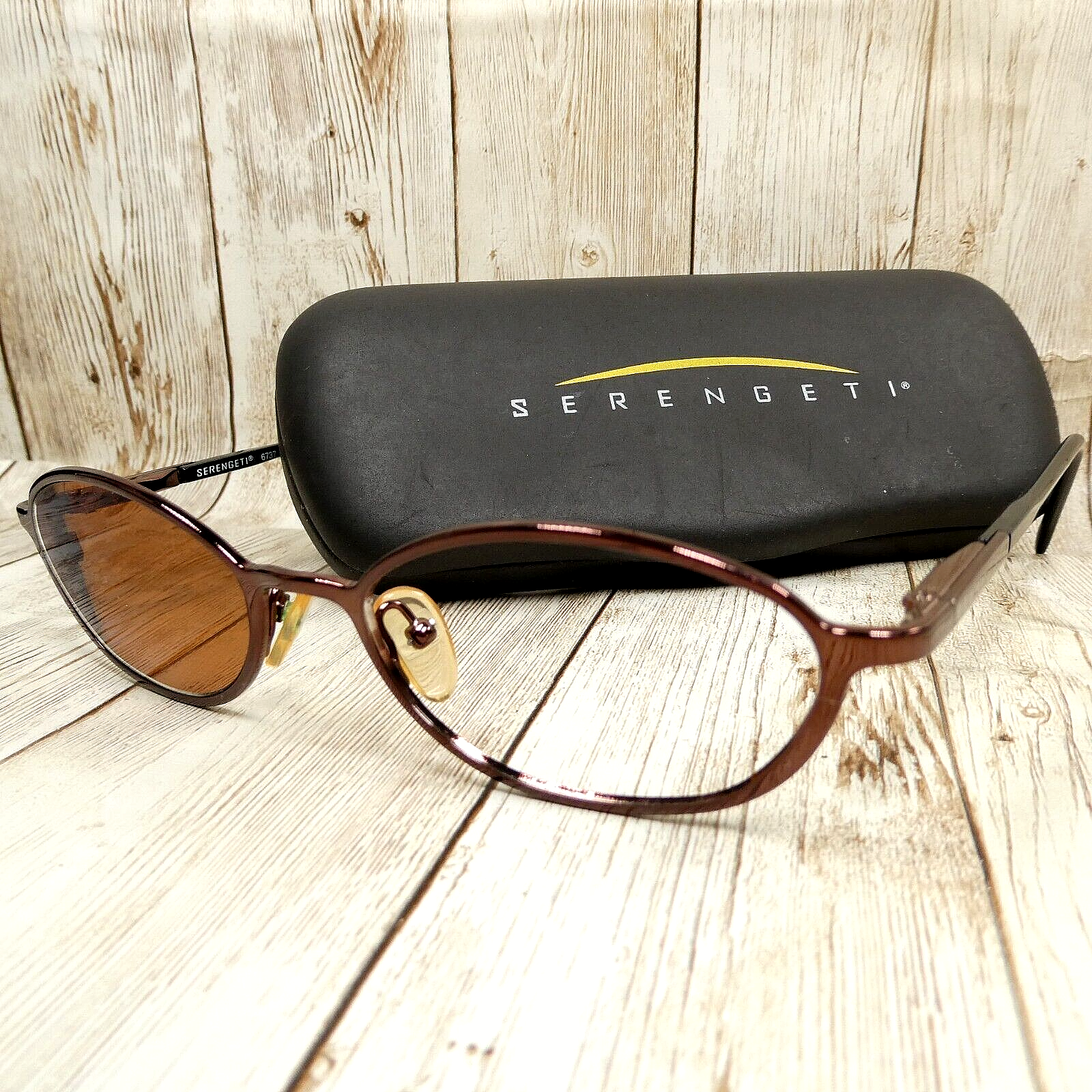 Serengeti Brown Metal Oval Sunglass Eyeglass FRAME ONLY - 6737 52-20-135... - $30.17