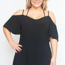 Black Plus Size Off Shoulder Spaghetti Strap Criss Cross Style Dress lightweight - $39.99