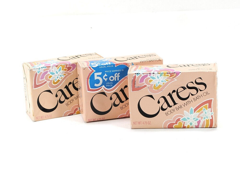 Lot of 3 Vintage Caress Body Bar with Bath Oil Full Size 4.75oz Lever Brothers - $11.95