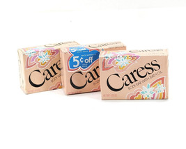 Lot of 3 Vintage Caress Body Bar with Bath Oil Full Size 4.75oz Lever Brothers - £9.38 GBP
