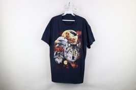 Vintage Streetwear Mens Large Faded Fiesta Nature Wolf Eagle T-Shirt Nav... - £30.55 GBP