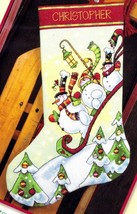 DIY Dimensions Sledding Snowmen Christmas Cross Stitch Stocking Kit 08853 - $30.95