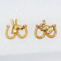 Political Democrat &amp; Republican Lapel Hat Pin Gold Tone 2 Horseshoes Gol... - $7.83