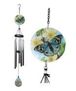 Blue Monarch Butterfly Colorful Art Glass Hanging Wind Chime With Metal ... - $550.13 MXN
