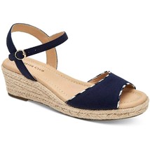 Charter Club Ankle Strap Espadrille Wedge Sandals Luchia Size US 9.5M Navy Blue - £20.51 GBP