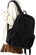 Simple Black School Backpacks For Women&amp;Men,Basic Bookbags For Teens Girls - £10.82 GBP