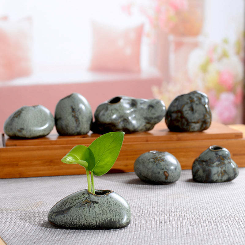 Retro Hydroponic Patina Flower Arrangement Mini Ceramic Small Vase - $2.15