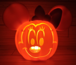 Disney Minnie Mouse Light Up Pumpkin Decor Glow Mini Decoration Jack O&#39; Lantern - £12.59 GBP