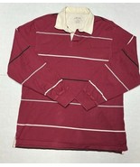 IZOD Retro Varsity Men&#39;s Red Long Sleeve Rugby Shirt Size XL Striped - $443.20 MXN