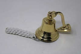 Wonderlist Handicrafts 3.5 &quot; Brass Wall Hanging Bell Antique Vintage Solid Brass - £28.40 GBP