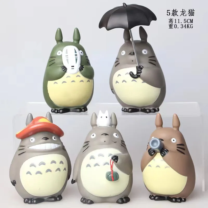 5Pcs Miyazaki Hayao My Neighbor Totoro with Umbrella PVC Figure Collectibl - £19.80 GBP