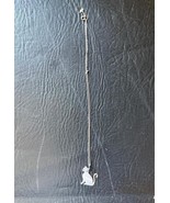 Cat Pendant Necklace Sitting Flat Silver Cat No Size  - $12.97 CAD