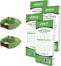 uPunch 2 Pack Ribbon/200 Card Combo for Green HN3000 AutoAlign Time Clocks - £63.01 GBP
