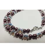 Burgundy Crystal Pearls with Greige ABX2 Crystal Necklace - £28.52 GBP