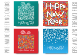 New year doodle gift cards colle thumb200