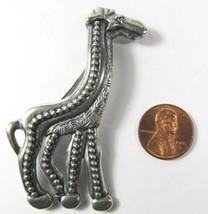 Big Giraffe Zoo Animal Pin All 925 Sterling Silver Large 2.75&quot; No Stone 20g - £50.45 GBP