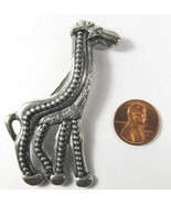 Big Giraffe Zoo Animal Pin All 925 Sterling Silver Large 2.75&quot; No Stone 20g - £50.45 GBP