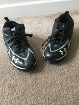 Under Armour Mens Football Cleat 14 Black White Shoe Size 10 - $50.49