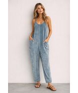 Sincerely Jules Slouchy Romper XL Blue Comfy Velour Joggers NEW - $33.66