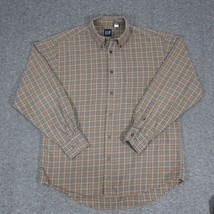 Gap Men&#39;s Flannel Button Up Shirt Brown Plaid Long Sleeve Medium Outdoor... - £11.57 GBP