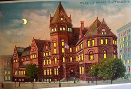 Hold To Light Postcard Public Libary Buffalo New York Crescent Moon 1907 Koehler - £56.04 GBP