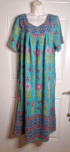 Daffodil Vintage Mumu Maxi Cotton Dress Floral Print Short Sleeve Size XL - $34.68