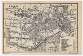1890 Original Antique Map Of Kassel / Castle Schloss Wilhelmshöhe Germany - £15.15 GBP