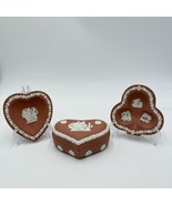 Wedgwood England Jasperware Terracota Trinket Box and Jewelry Trays Set ... - $124.53 CAD