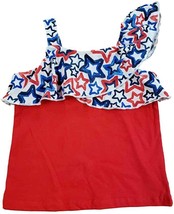 Walmart Brand Toddler Girls One Shoulder Ruffle Tank Top Shirt Size 5T Patriotic - £7.39 GBP