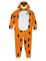 Cheetos Mens Chester Cheetah Fleece Costume Union Suit Hooded Pajamas Zip Medium - £32.14 GBP