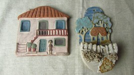 Hand Crafted Clay Wall Planter &amp; Wall Plaque in Rustic Cottage Design - £49.50 GBP