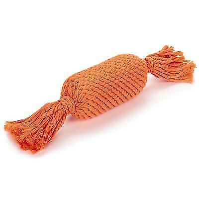 Rope Toy For Dogs Ruff Squeaker Tosser in Orange Color Braided Candy Shape 13