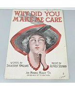 Antique 1912 Sheet Music Why Did You Make Me Care Joe Morris Music Co - £10.53 GBP