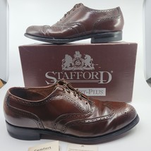 Stafford Comfort Plus Wing Tip Oxford Brown 608-2440 Mens 10D USA - £43.10 GBP
