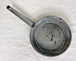 Antique Gray Enamel Toy Frypan Kitchen Pan 8 inches long 4 1/2 inches ac... - $19.80