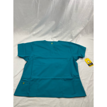 WonderWink Scrub Top Shirt 6016 Bravo Women&#39;s 2X Plus Blue V Neck Pocket... - $12.86