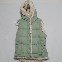 Juicy couture Womens puffer vest Small Green hooded Down Feather Filled - £38.46 GBP