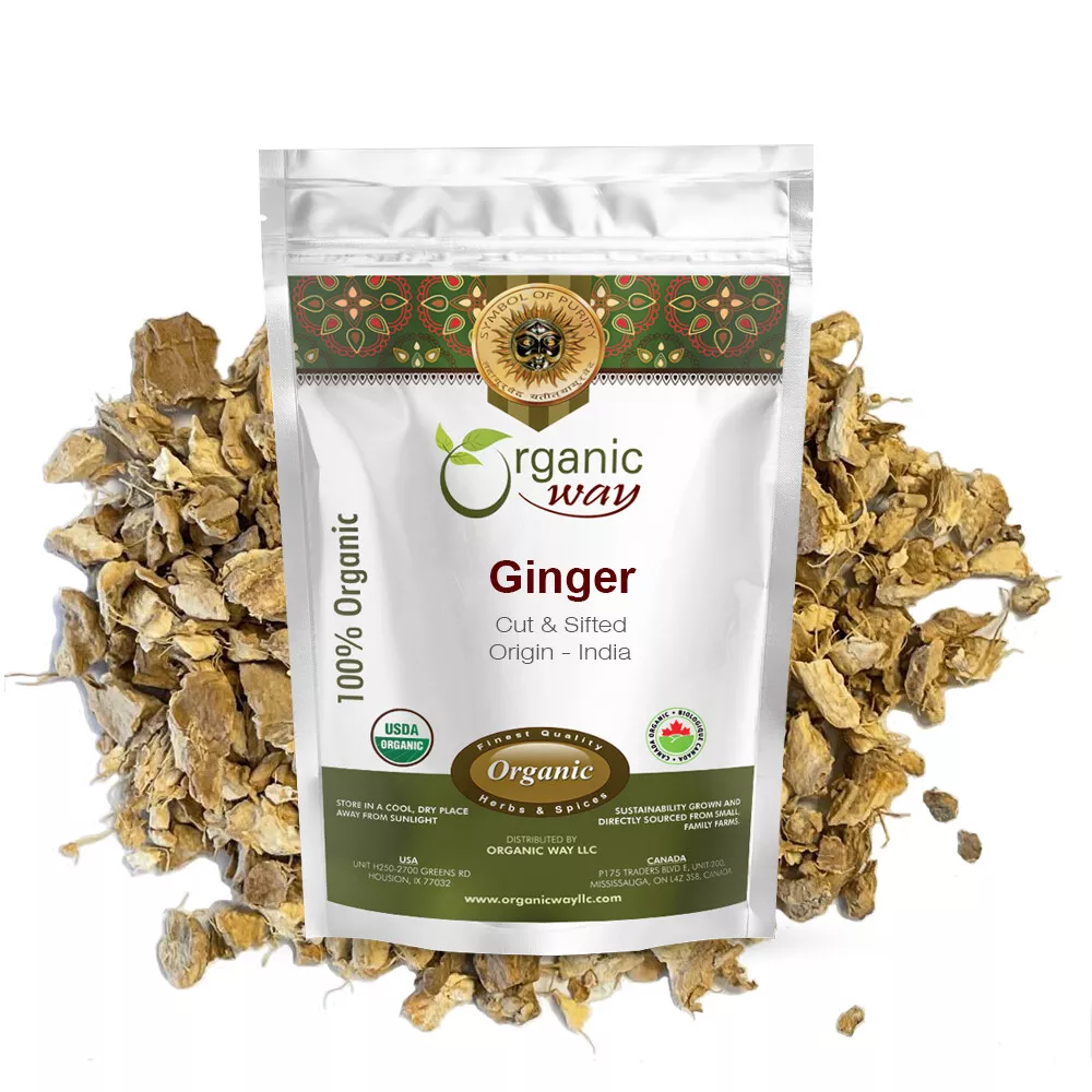Organic Way Dried Ginger Root Cut &amp; Sifted - Organic, Kosher &amp; USDA Cert... - $19.84