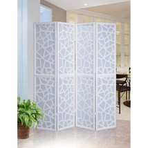 Roundhill Furniture Giyano 4 Panel Screen Room Divider, White - $169.99